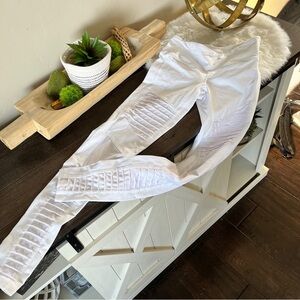 Alo Moto Leggings White Athletic Yoga Pants Stretch Mesh Panel Women’s XS #452